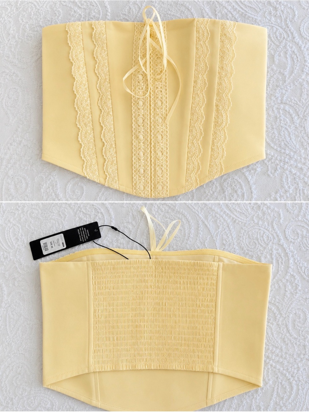 NWT* XS Fashion Nova Gentle Touch Corset Top Butter Yellow Lace